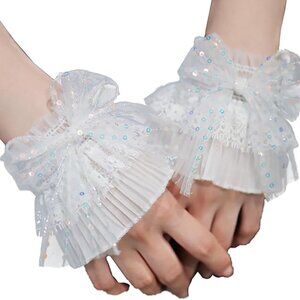 White Bow Hand Sleeve Cuffs